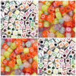 Miçanga Quadrada Letra Vogal 6mm – 20 Gramas