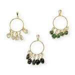 Pingente Redondo Pedra 25mm Dourado - 1 Und