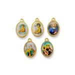 Pingente Oval Religioso Diversos 23mm Dourado - 1 Und