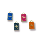 Pingente Estrela Retangular Esmaltado Dourado - 1 Und