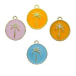 Pingente Coqueiro Resina 22mm Dourado - 1 Und