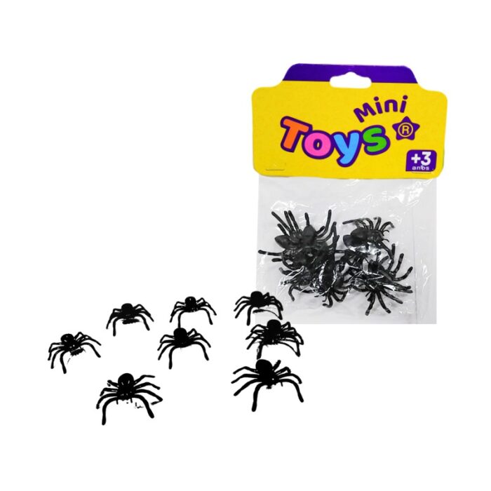 Mini Aranha Plástico Preto 4 x 3,5 cm - C/ 10 Unds - Imagem 1