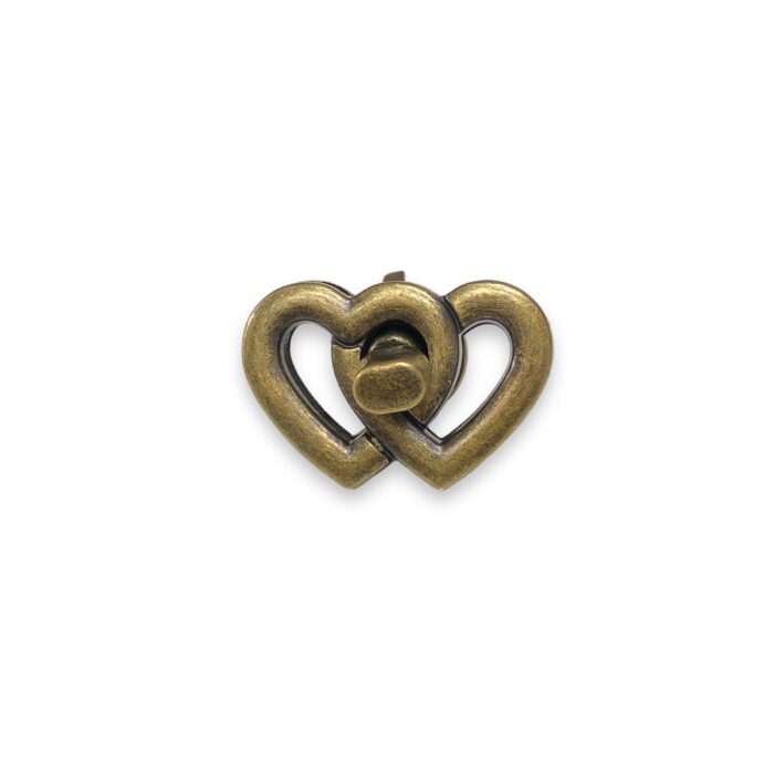 Fecho Coração P/ Bolsa 37mm Metal Ouro Velho  – 1 Und - Imagem 1