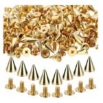 Rebite Spike 10mm Metal Dourado – 10 Unds