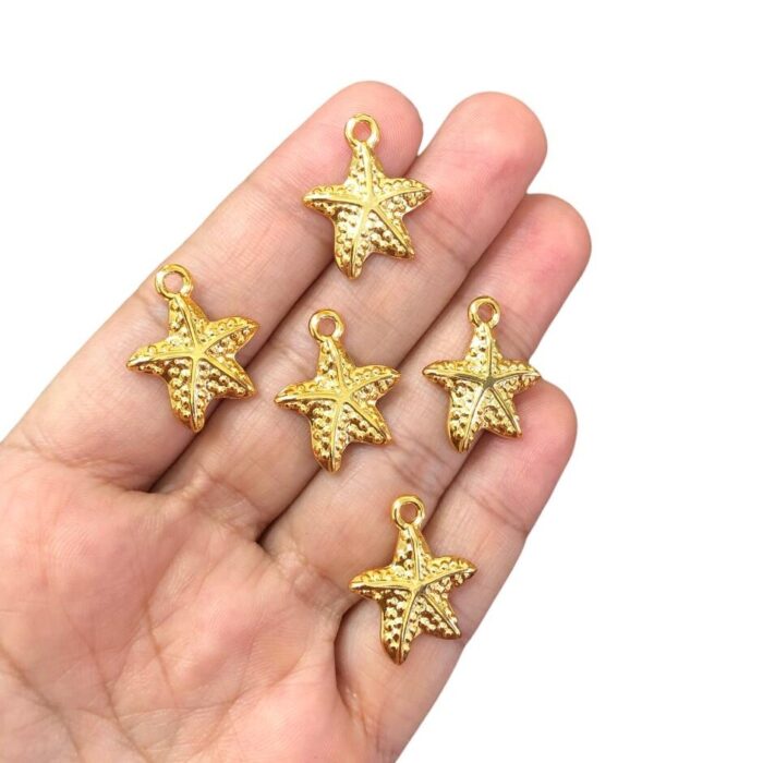 Pingente Estrela Do Mar 22mm Dourado – 1 Und - Imagem 2
