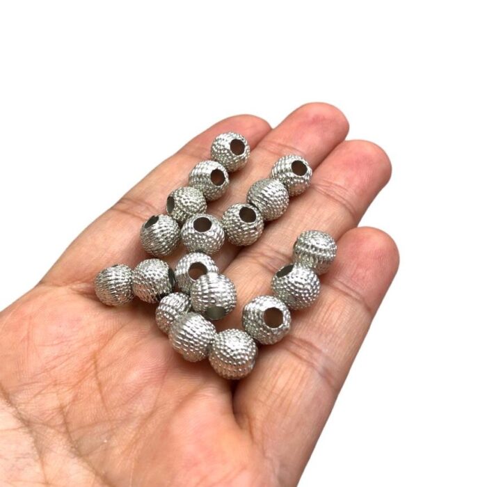 Conta Bola Abs 10mm Trabalhada Níquel - 20 Gramas - Imagem 2