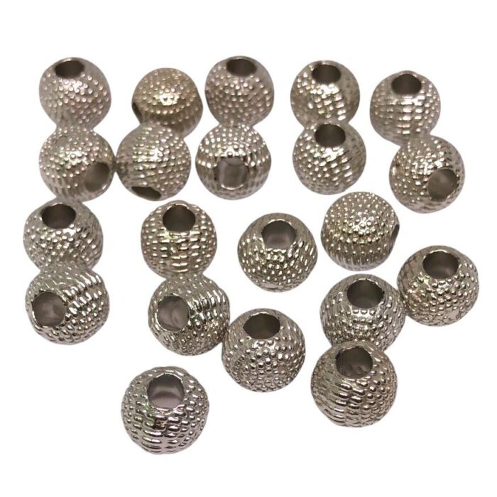 Conta Bola Abs 10mm Trabalhada Níquel - 20 Gramas - Imagem 1