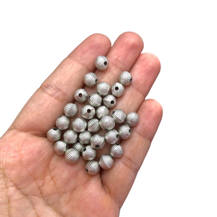 Conta Bola Abs 8mm Trabalhada Níquel - 20 Gramas - Imagem 2