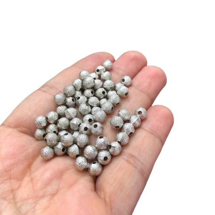 Conta Bola Abs 6mm Trabalhada Níquel – 20 Gramas - Imagem 2