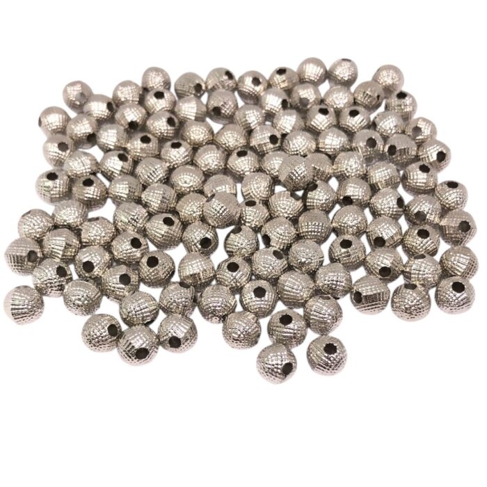 Conta Bola Abs 6mm Trabalhada Níquel – 20 Gramas - Imagem 1