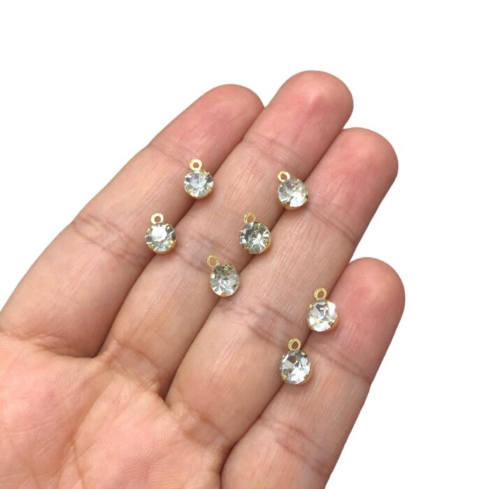 Pingente Ponto de Luz 8mm C/Strass Dourado Exclusivo - Und - Imagem 2