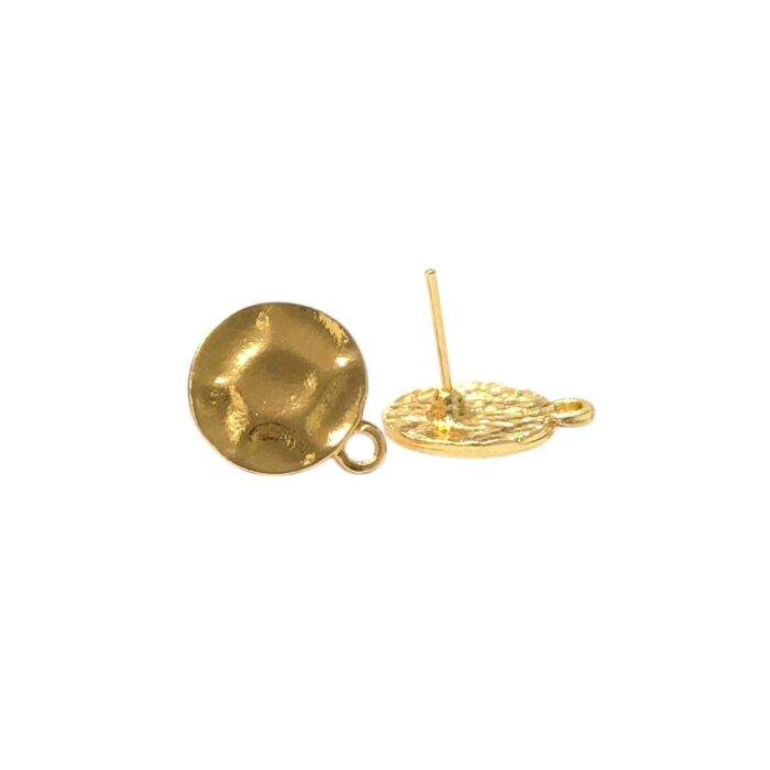 Base Brinco Redondo 14mm Trabalhado Dourado - Par - Imagem 1