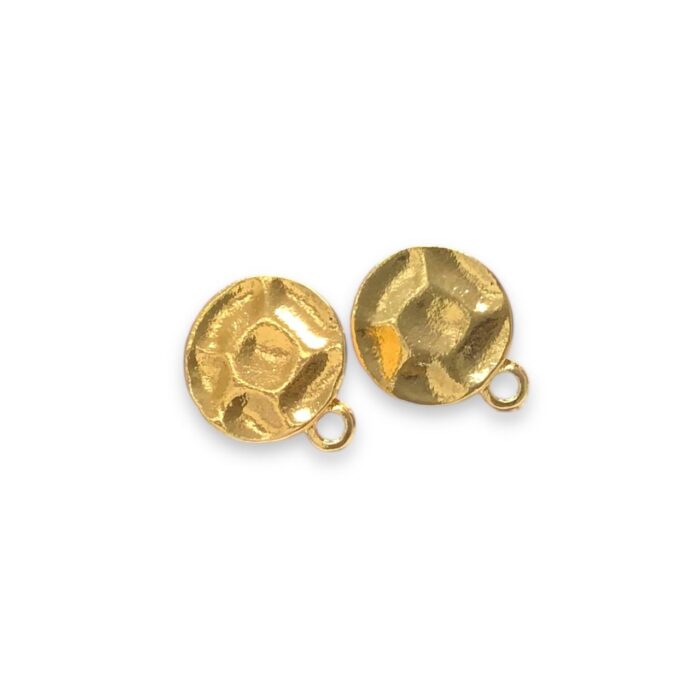 Base Brinco Redondo 14mm Trabalhado Dourado - Par - Imagem 4