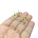 Base Brinco Gota 10x15mm Vazado Dourado - Par - Imagem 3