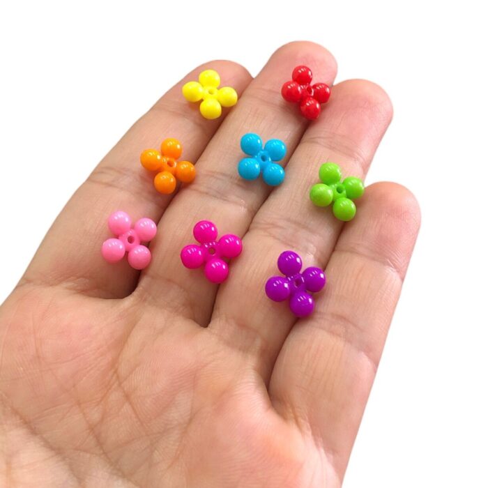 Conta Infantil Flor Bolinha 10mm Plástico - 20 Gramas - Imagem 2