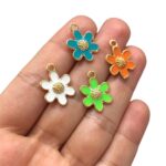 Pingente Flor 20mm C/ Resina Dourado - Und - Imagem 3