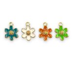 Pingente Flor 20mm C/ Resina Dourado - Und