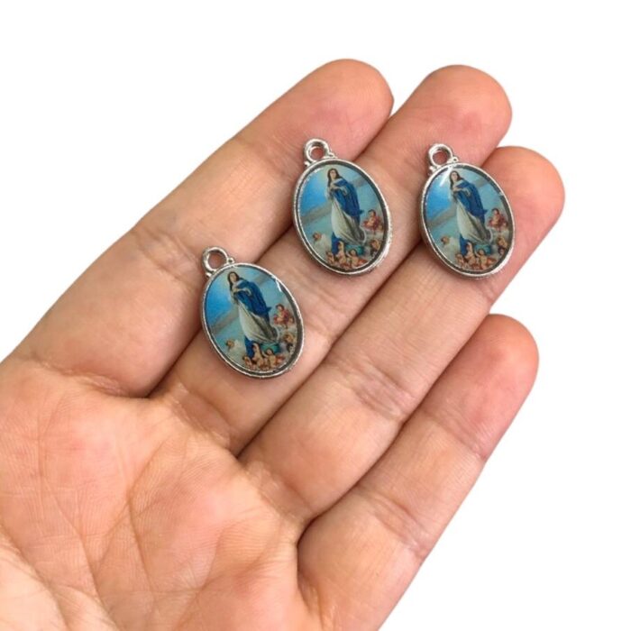 Pingente Oval Imaculada Conceição 15x23mm Níquel - Und - Imagem 2