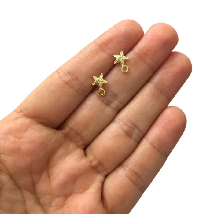 Base Brinco Estrela 10mm Dourado Exclusivo - 1 Par - Imagem 2