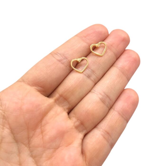 Base Brinco Coração Vazado 10mm Dourado - 1 Par - Imagem 3