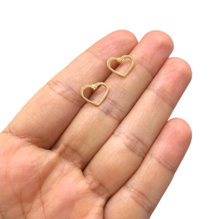 Base Brinco Coração Vazado 10mm Dourado - 1 Par - Imagem 2