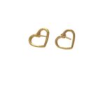 Base Brinco Coração Vazado 10mm Dourado - 1 Par