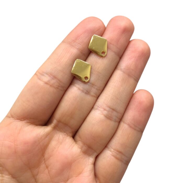 Base Brinco Losango Liso 12mm Dourado – Par - Imagem 2