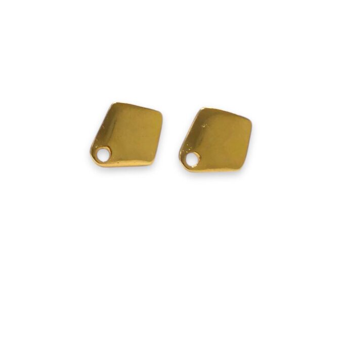 Base Brinco Losango Liso 12mm Dourado – Par - Imagem 1
