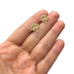 Base Brinco Leque 16mm Dourado Exclusivo - 1 Par - Imagem 2