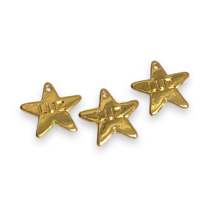 Pingente Estrela Luz 13mm Dourado Exclusivo - 1 Und - Imagem 1