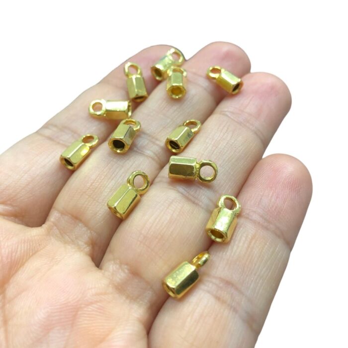 Terminal Colagem Sextavado 10mm Dourado - Par - Imagem 3