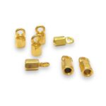 Terminal Colagem Sextavado 10mm Dourado - Par