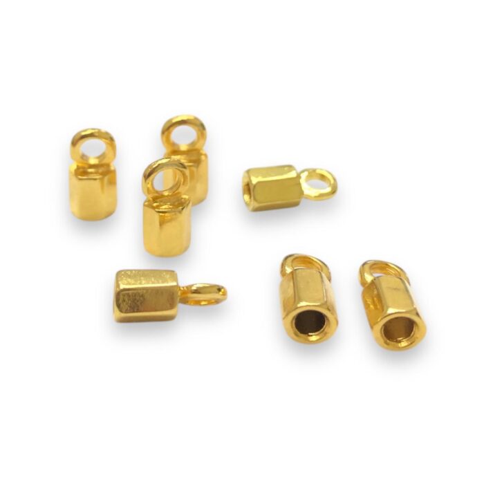 Terminal Colagem Sextavado 10mm Dourado - Par - Imagem 1