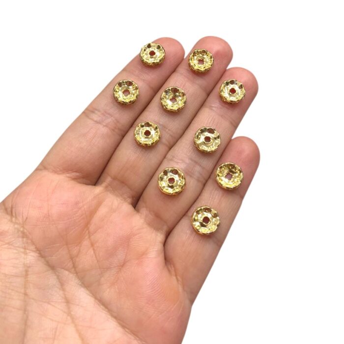 Rondela C/ Strass 10mm Dourado Exclusivo - C/ 10 Unds - Imagem 2