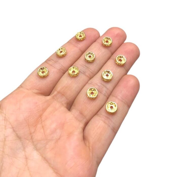 Rondela C/ Strass 8mm Dourado Exclusivo – C/ 10 Unds - Imagem 2