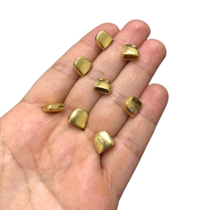 Ponteira Achatada Lisa 10mm Dourado - 1 Und - Imagem 2
