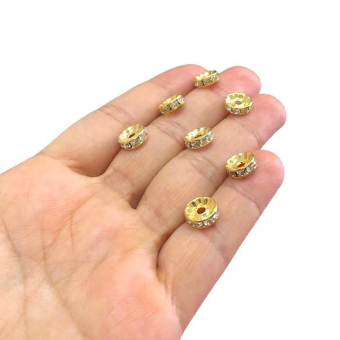 Rondela C/Strass 10mm Dourado - 1 Und - Imagem 2