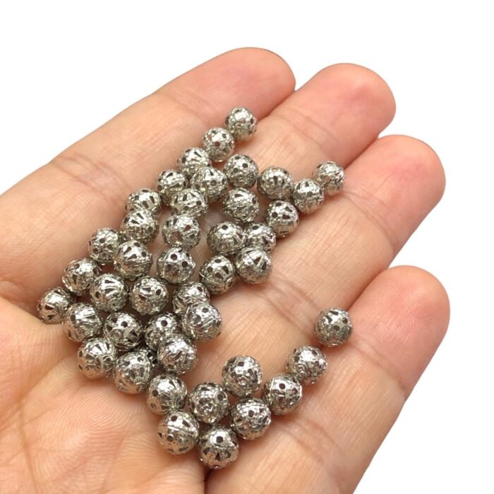 Conta Bola Vazada 6mm Níquel - 1 Und - Imagem 2