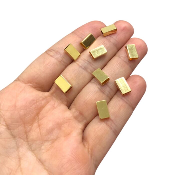 Entremeio Tubo Retangular 10mm Dourado Exclusivo - 1 Und - Imagem 2