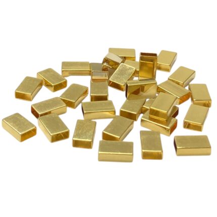 Entremeio Tubo Retangular 10mm Dourado Exclusivo - 1 Und