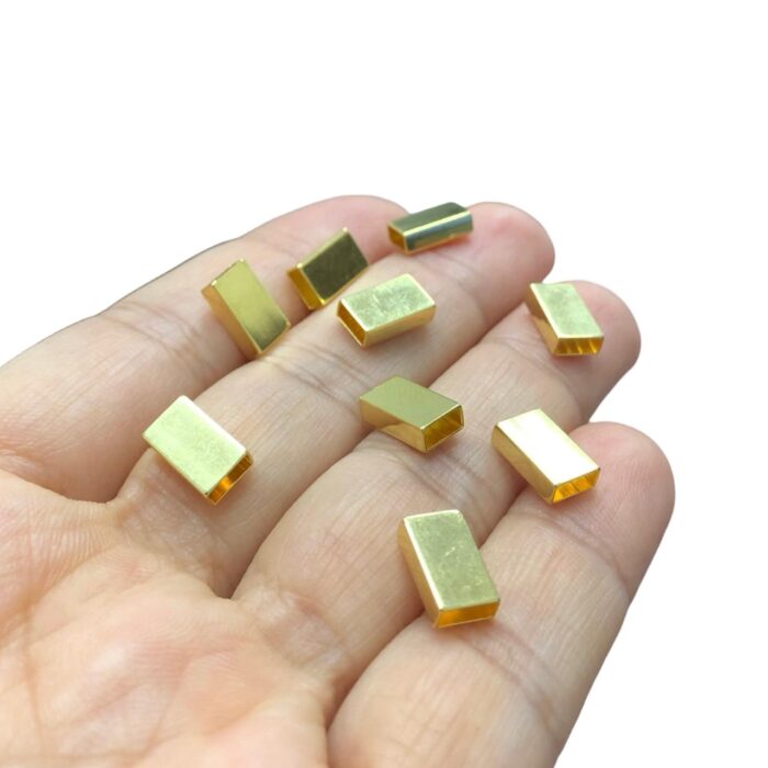 Entremeio Tubo Retangular 10mm Dourado Exclusivo - 1 Und - Imagem 3