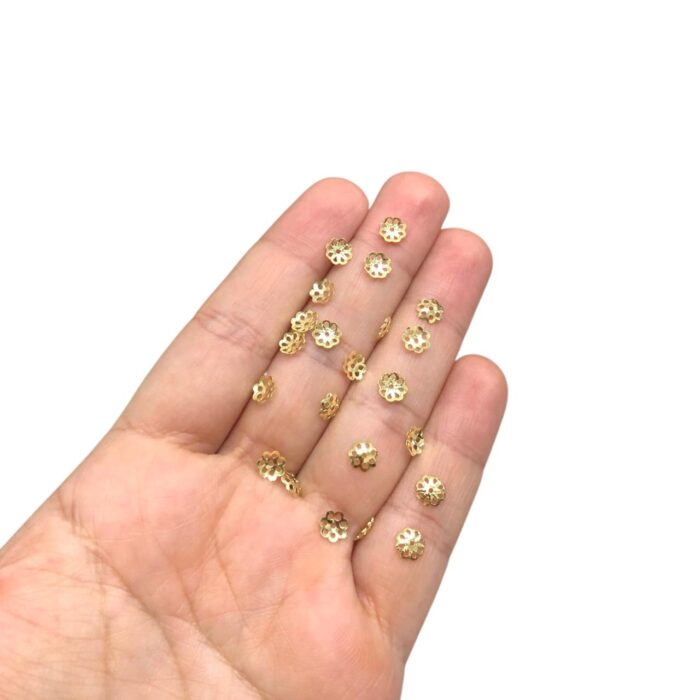 Tulipa Trabalhada 6mm Dourado Exclusivo - C/ 20 Unds - Imagem 2