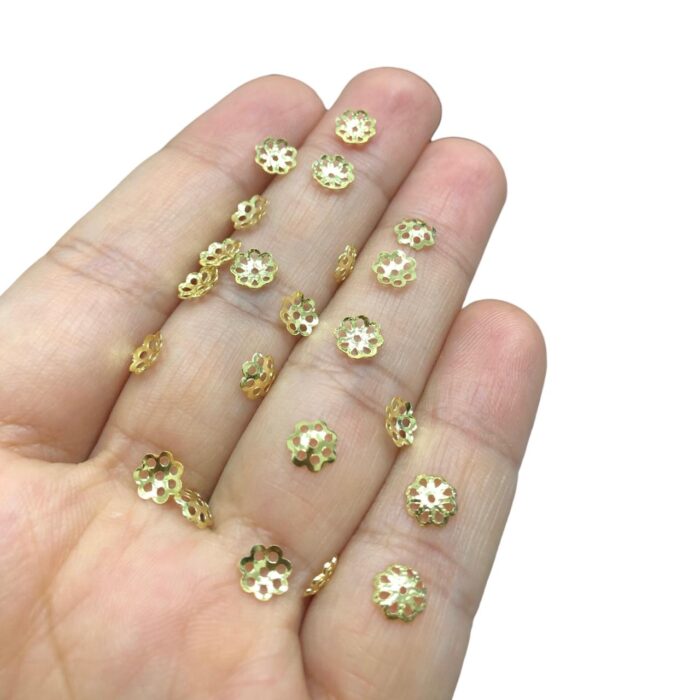 Tulipa Trabalhada 6mm Dourado Exclusivo - C/ 20 Unds - Imagem 3