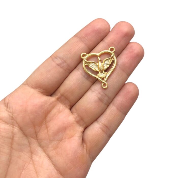 Entremeio Coração C/ Espírito Santo 28mm Dourado - 1 Und - Imagem 2