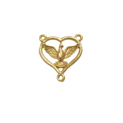 Entremeio Coração C/ Espírito Santo 28mm Dourado - 1 Und