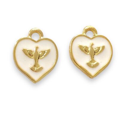 Pingente Coração C/ Espirito Santo 16mm Dourado - 1 Und