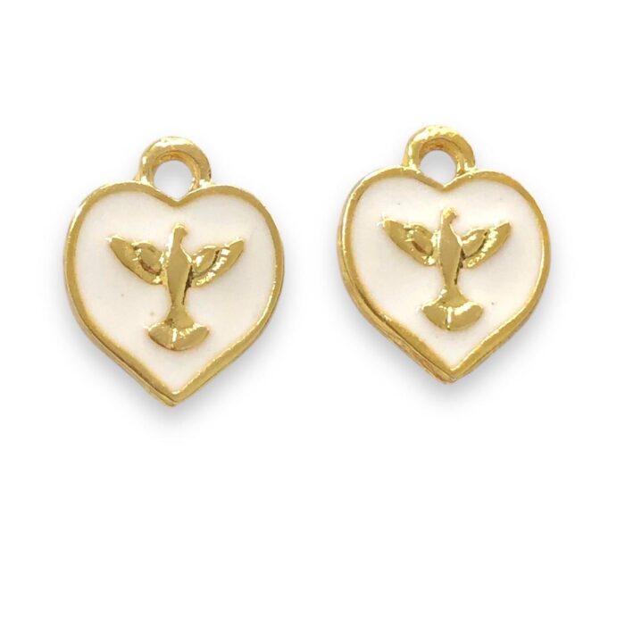 Pingente Coração C/ Espirito Santo 16mm Dourado - 1 Und - Imagem 1