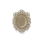 Entremeio Oval P/ Chaton Trabalhado 32x42mm Níquel - 1 Und
