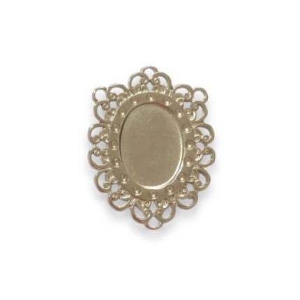 Entremeio Oval P/ Chaton Trabalhado 32x42mm Níquel - 1 Und