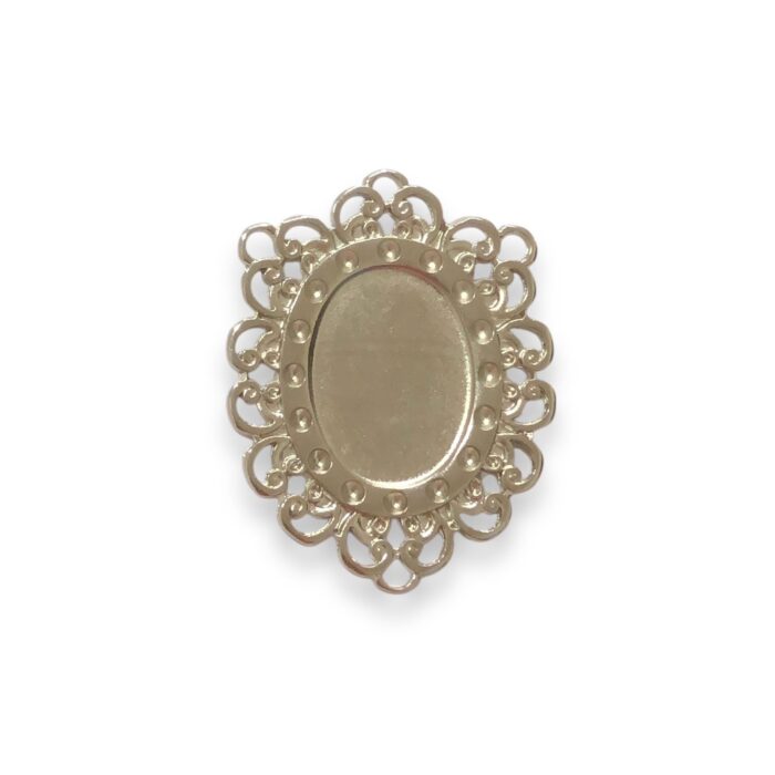Entremeio Oval P/ Chaton Trabalhado 32x42mm Níquel - 1 Und - Imagem 1